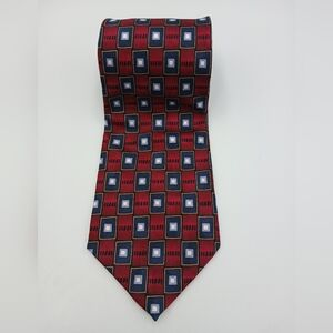 Facets Stylish Red and Blue Geometric Silk Tie